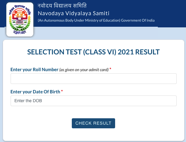 Navodaya Gov In Result 21 Class 6 11 घ ष त यह Jnvst Selection List Cut Off Marks